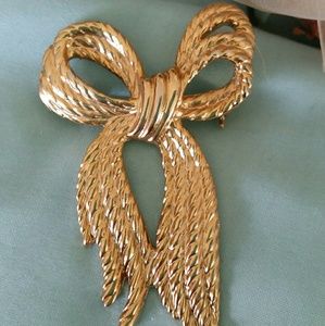 Gold-tone Ribbon Brooch